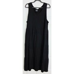 Denim & Co. Beach Dress Women's 1XP Petite Linen Blend Tiered Resort Summer